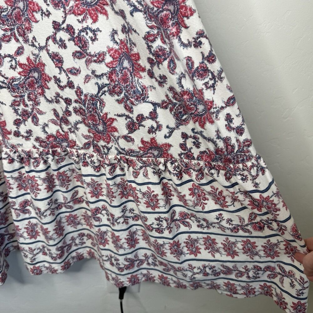 Chaps Med 100% Cotton Boho Tiered Halter Midi Dress Cottagecore Vacation Travel - Picture 4 of 14
